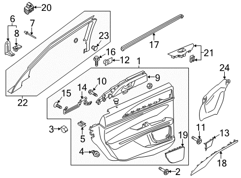 2017 Lincoln MKZ Interior Trim - Rear Door Diagram