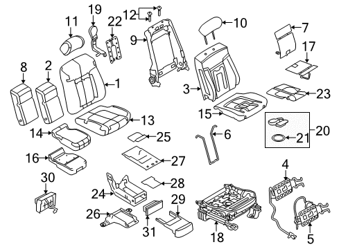 2009 Ford F-150 Seat Back Frame, Front Driver Side Diagram for 8U5Z-9661018-A