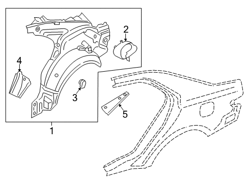 2020 Lincoln Continental Inner Quarter Panel Bracket, Driver Side Diagram for XS4Z-9040-A