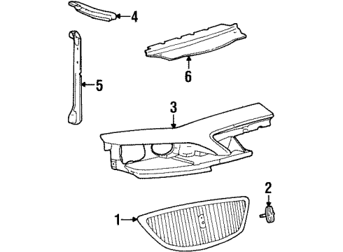 1997 Lincoln Mark VIII Grille & Components Diagram