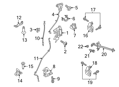 2023 Ford Ranger Rear Door - Lock & Hardware Diagram