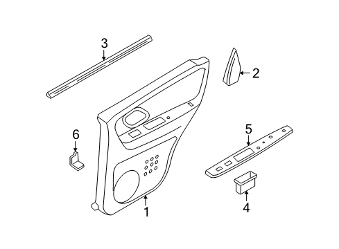 2005 Mercury Mariner Interior Trim - Rear Door Diagram