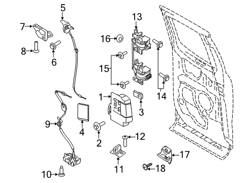 2018 Ford F-250 Super Duty Rear Door - Lock & Hardware Diagram 2 - Thumbnail