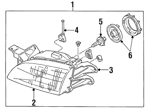 1997 Ford Aspire Headlamp Components Diagram