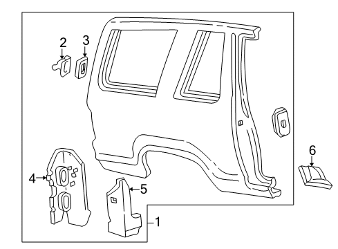 2002 Ford Explorer Sport Corner Panel, Rear Passenger Side Diagram for 3L2Z-9841038-AA