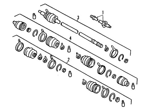 1992 Mercury Capri Front Axle Shafts & Joints Diagram