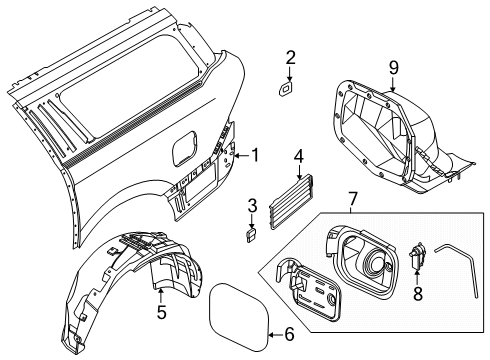 2025 Lincoln Navigator Quarter Panel & Components Diagram