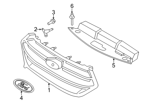 2015 Ford Edge Grille & Components Diagram 2 - Thumbnail