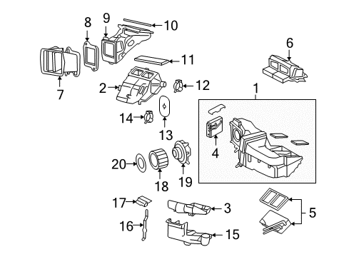 2006 Mercury Monterey A/C Evaporator & Heater Components Diagram
