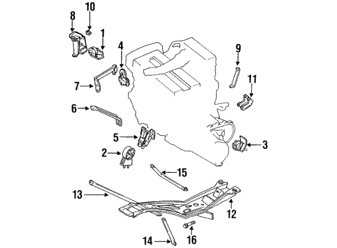 1992 Mercury Capri Engine & Trans Mounting Diagram