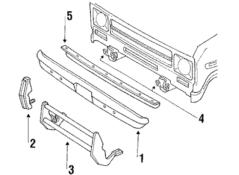 1988 Ford E-150 Econoline Bumper & Components - Front Diagram