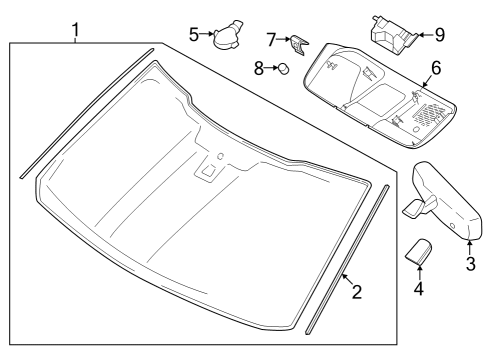 2023 Ford F-250 Super Duty Glass - Windscreen Diagram for PC3Z-1003100-C