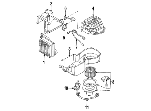 1995 Ford Probe A/C Evaporator Components Diagram