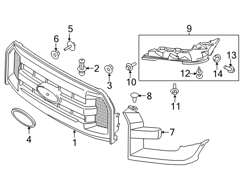 2016 Ford F-150 Grille & Components Diagram 3 - Thumbnail