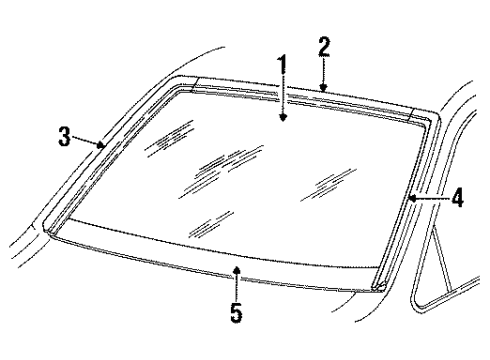 1988 Ford Thunderbird Glass - Windshield Diagram