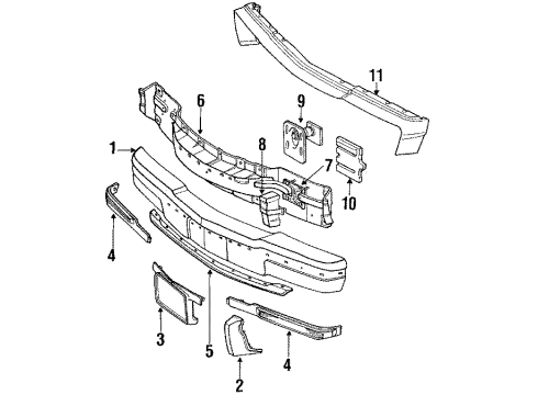 1988 Mercury Grand Marquis Bumper Assembly - Front Diagram