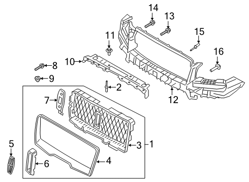 2019 Lincoln Navigator Grille & Components Diagram