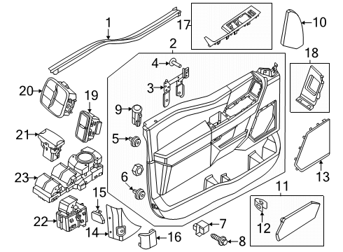 2023 Ford F-350 Super Duty Interior Trim - Front Door Diagram