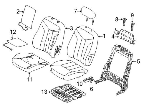 2011 Mercury Milan Seat Back Cover, Front Passenger Side Diagram for BE5Z-5464416-EA
