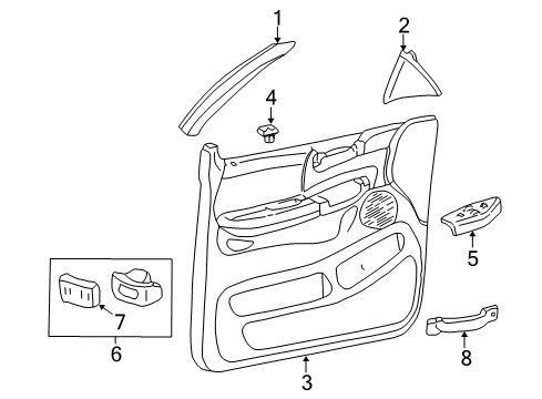 1999 Ford F-150 Interior Trim - Front Door Diagram