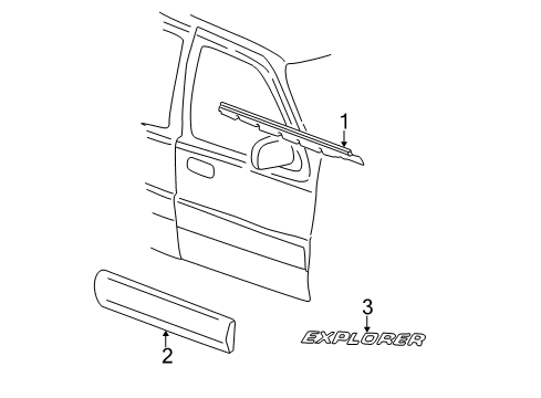2002 Ford Explorer Sport Trac Exterior Trim - Front Door Diagram
