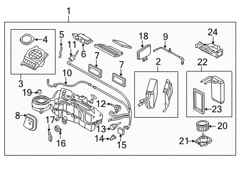 2003 Lincoln Navigator A/C Evaporator & Heater Components Diagram