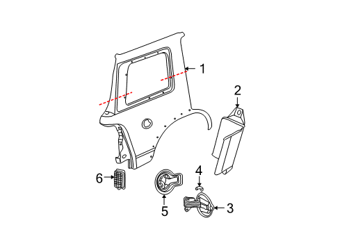 2006 Ford Explorer Quarter Panel & Components Diagram