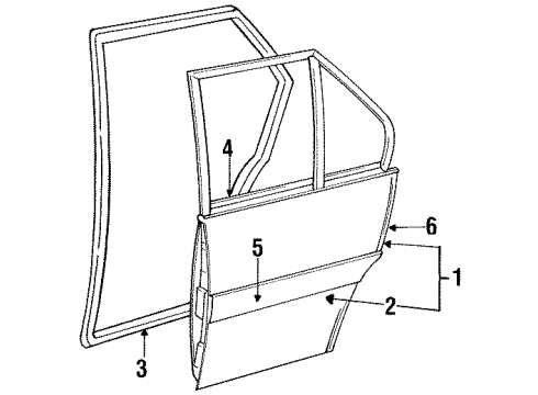 1994 Ford Escort Exterior Trim - Rear Door Diagram