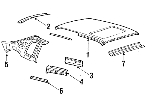 1987 Ford Thunderbird Roof & Components Diagram