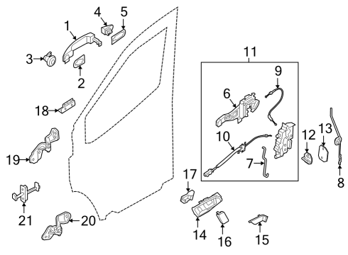 2025 Ford E-Transit Front Door - Lock & Hardware Diagram