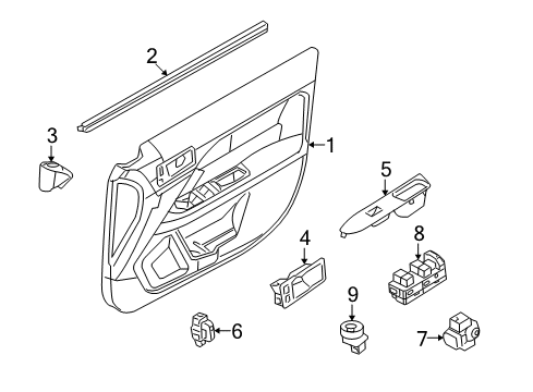 2007 Mercury Milan Interior Trim - Front Door Diagram