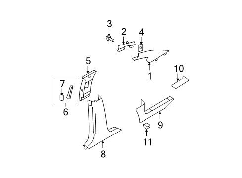 2007 Ford Edge Interior Trim - Pillars Diagram