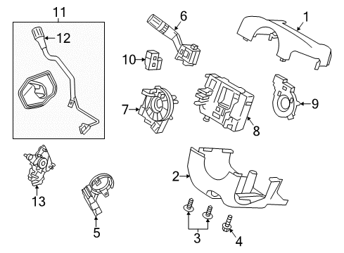 2014 Ford Special Service Police Sedan Shroud, Switches & Levers Diagram