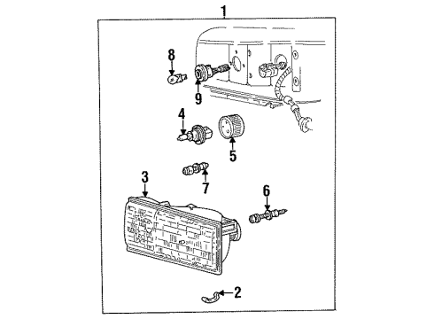 1996 Lincoln Town Car Headlamp Components Diagram