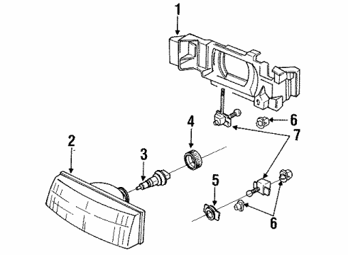 1991 Mercury Tracer Headlamp Components Diagram