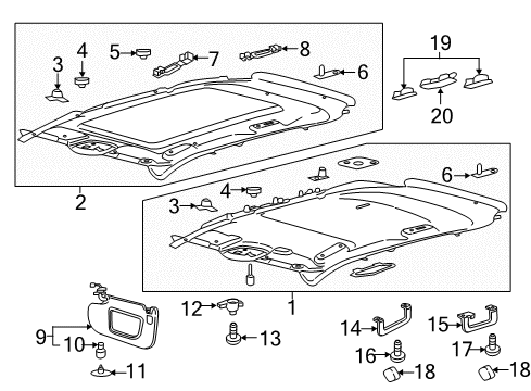 2021 Ford Edge Visor, Passenger Side Diagram for FT4Z-5804104-FD