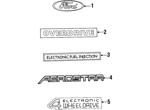 1996 Ford Aerostar Exterior Trim - Rear Door Diagram