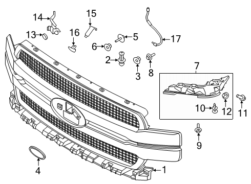 2019 Ford F-150 Grille & Components Diagram 4 - Thumbnail
