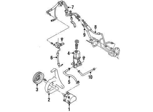 1993 Mercury Tracer Alternator Mount Bracket Diagram for FOFZ10A313B