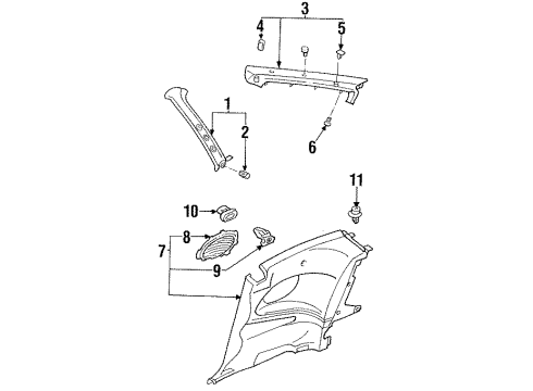 1994 Ford Probe Interior Trim - Quarter Panels Diagram