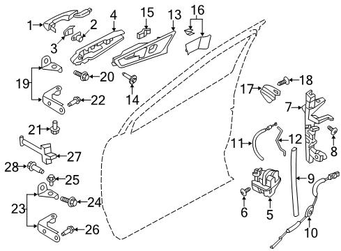 2018 Ford Edge Front Door - Lock & Hardware Diagram