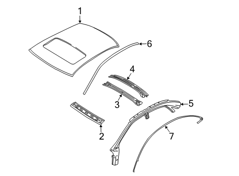 2005 Mercury Montego Roof & Components Diagram