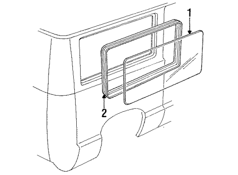 1991 Ford E-150 Econoline Glass - Side Panel Diagram 3 - Thumbnail