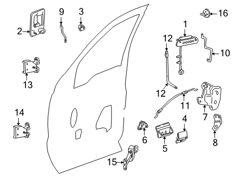 2003 Ford Excursion Front Door - Lock & Hardware Diagram