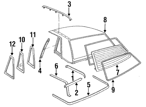 1992 Mercury Capri Exterior Trim - Top Diagram