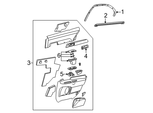 2001 Lincoln LS Interior Trim - Rear Door Diagram