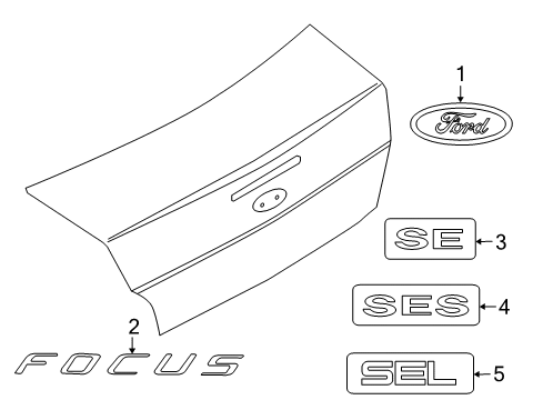 2010 Ford Focus Exterior Trim - Trunk Diagram