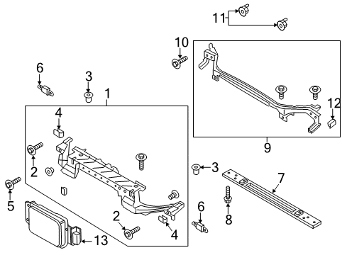 2020 Ford SSV Plug-In Hybrid Radiator Support Diagram