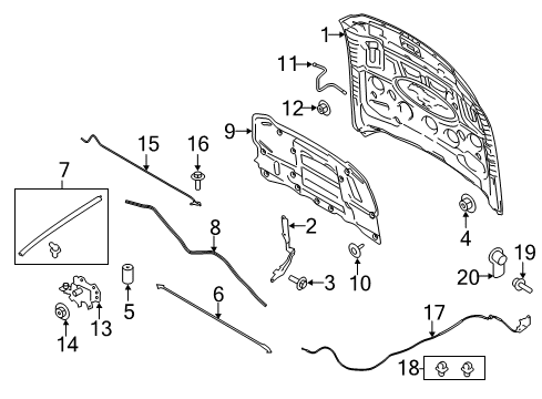 2016 Ford Mustang Hood & Components Diagram 2 - Thumbnail