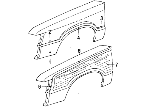1986 Ford LTD Fender & Components Diagram